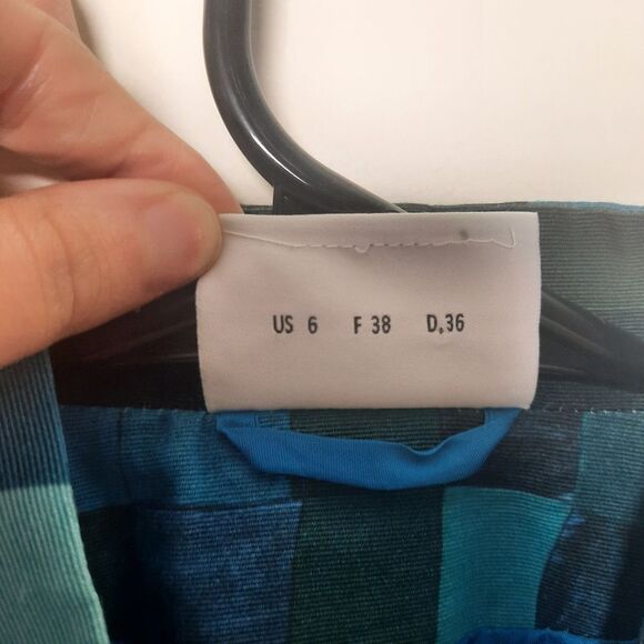 Akris Punto Plaid Jacket Lapis Juniper Cotton Business Designer Size 6 - Picture 4 of 6